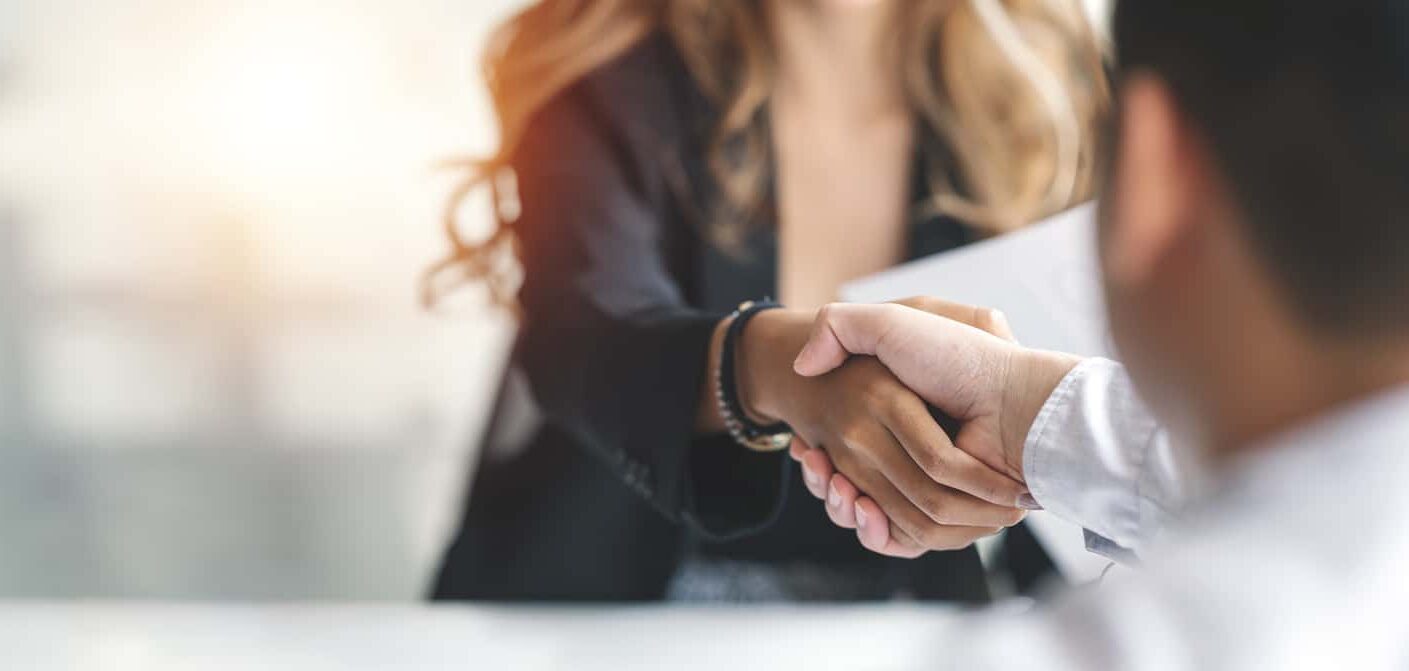 businesswoman handshake and business people. successful business concept.