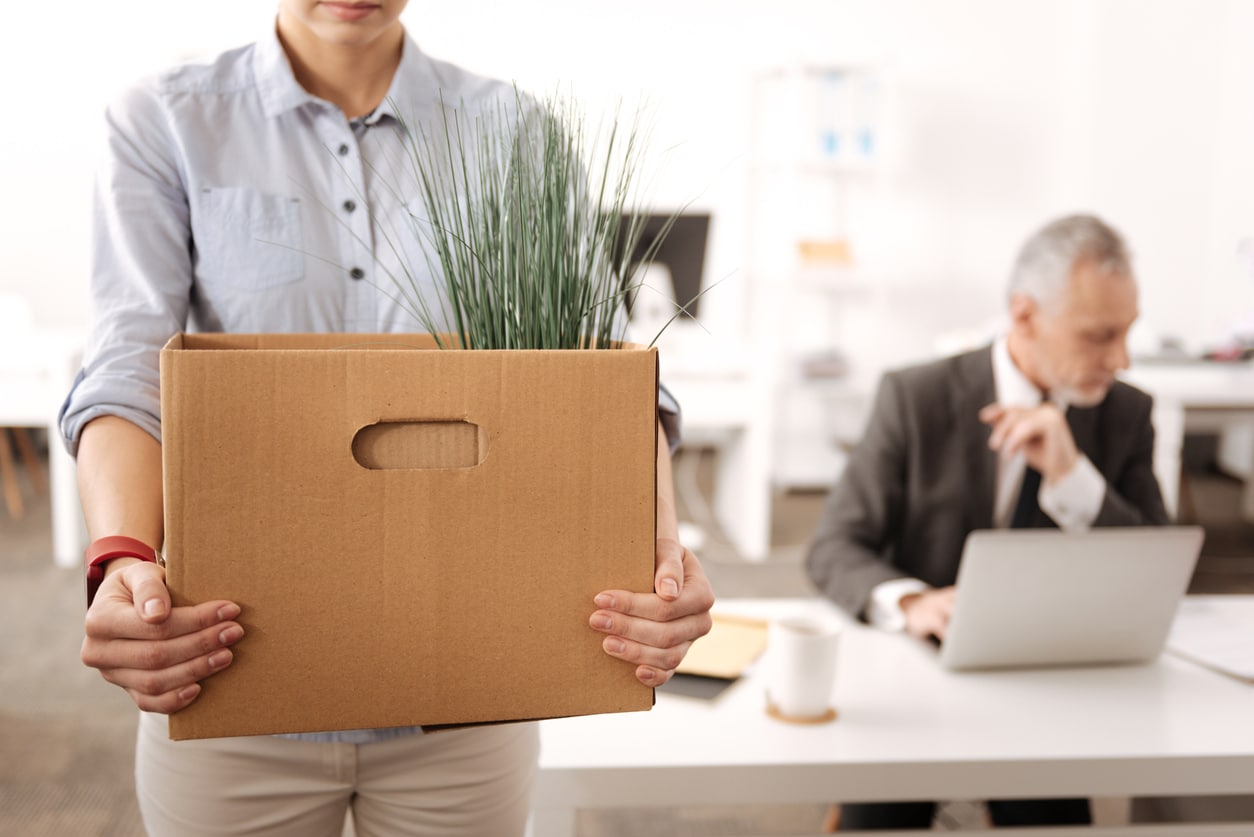 close up of box with office items