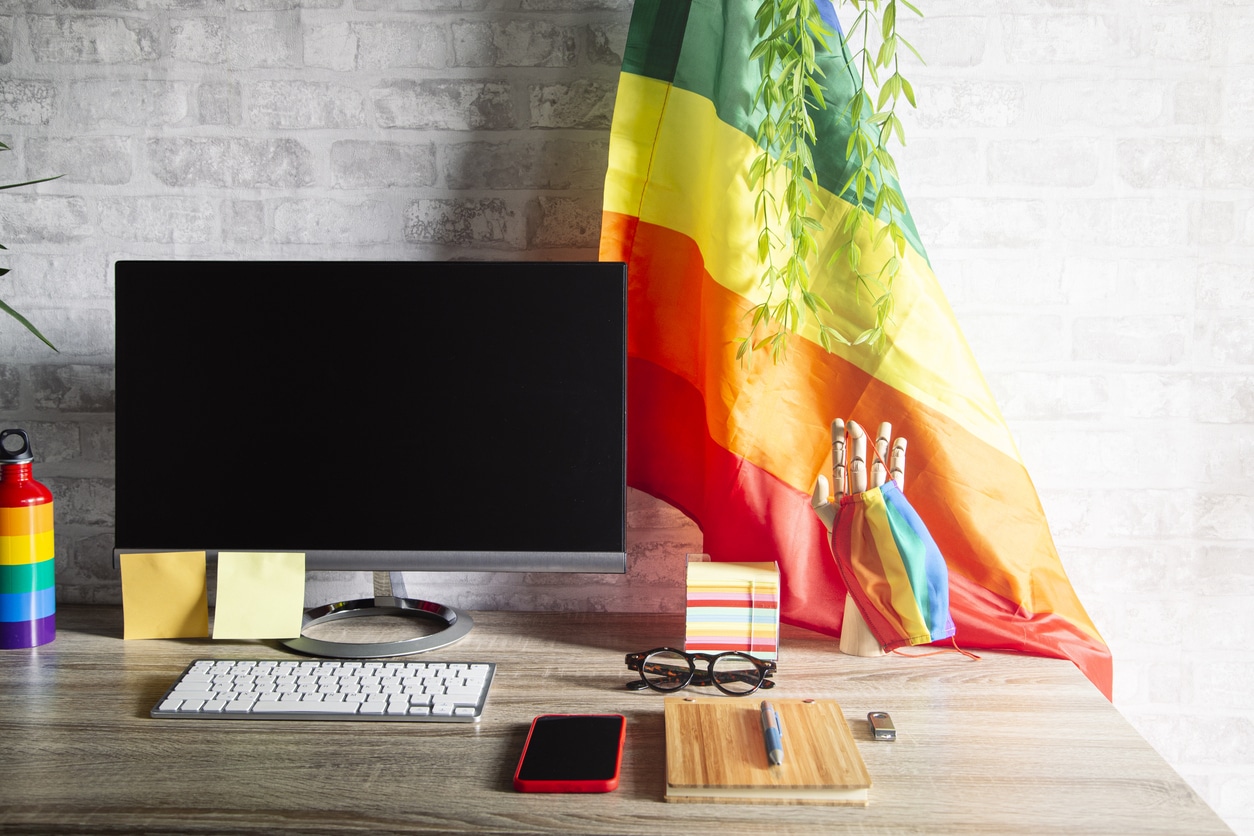 office with lgbt accessories and decoration. lgbtq culture