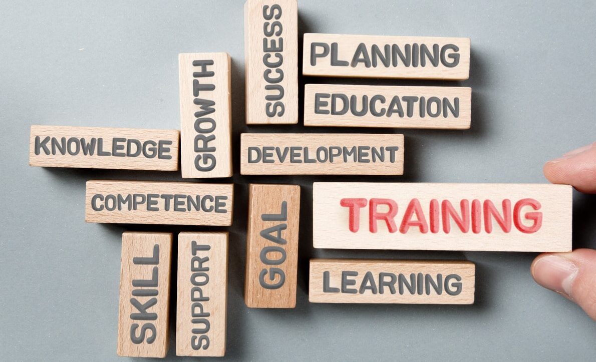 picture of diverse words relating to training and development, success, learning, goals